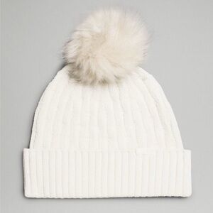 Lululemon Cable Knit Pom Beanie Hat Winter Hat Natural Ivory NWT